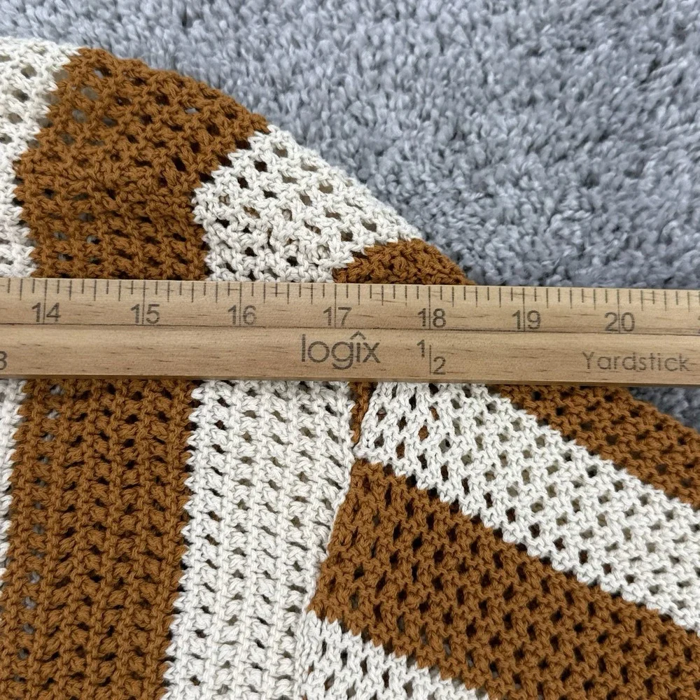 Dandy Del Mar The Dominica Crochet Shirt Men's XL Burnt Sienna Stripe Button Up
